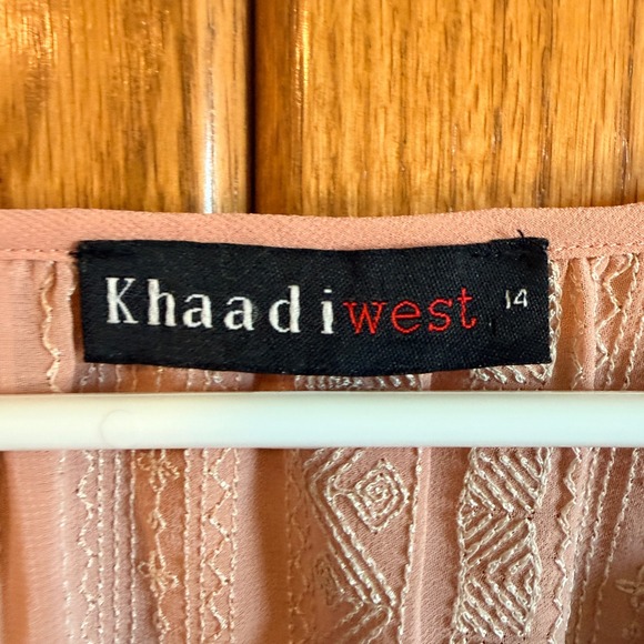 Khaadi West Size 14 Pink Embroidered Tassel Long Sleeve Boho Blouse Top - Picture 2 of 9